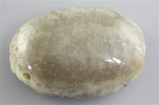 A Chinese celadon and brown jade carving, 20th century, 10cm